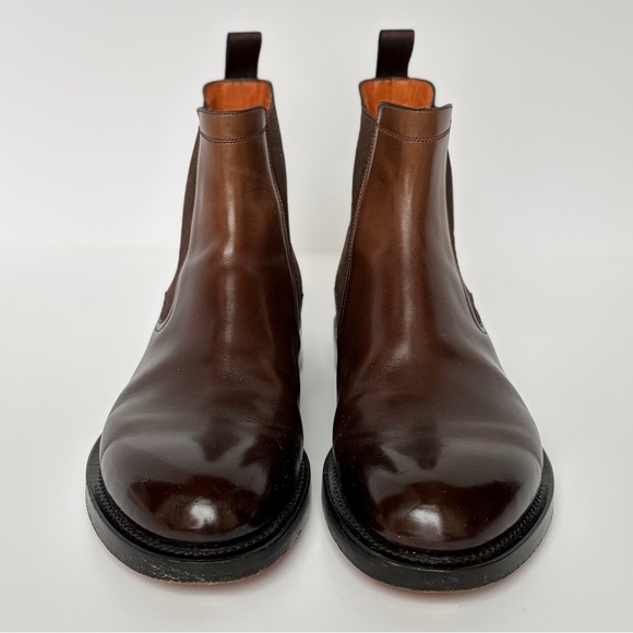 Santoni Goodyear Brown Leather Chelsea Boots - Picture 2 of 10